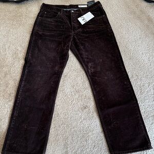 Zara Brown Mid Waist Relaxed Velvet Jeans. Size 10. NWT